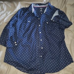 EUC St. John's Bay navy white 2X button down top